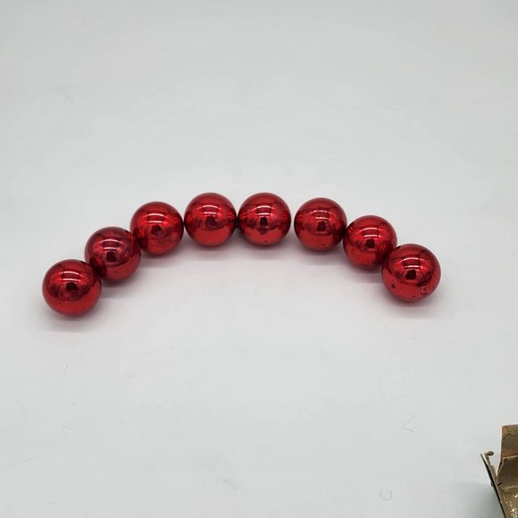 Set of 8 Vintage Mercury Glass Ball Christmas Ornaments Fantasia Poland Red - Picture 3 of 5